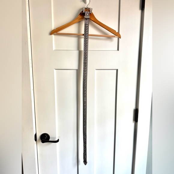 BB SIMON Authentic Designer Italian Leather Swarovski Crystal Western Belt L XL - Picture 10 of 11